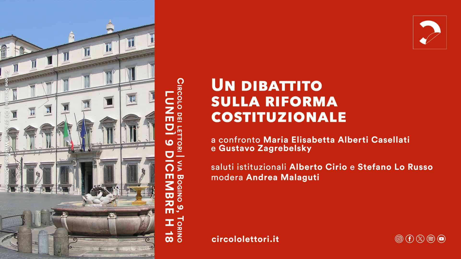 Immagine promozionale per l'evento dialogo sulla riforma costituzionale